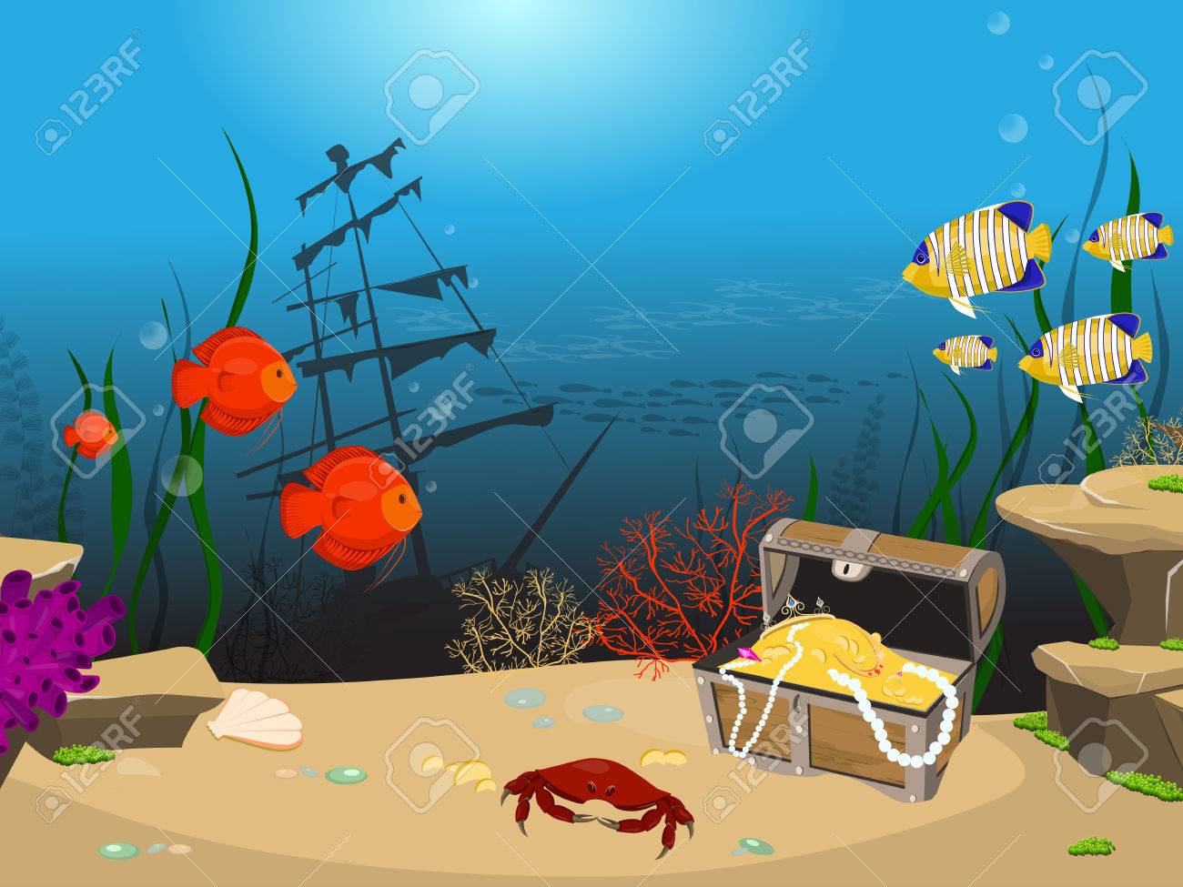 underwater world background underwater landscape with sunken