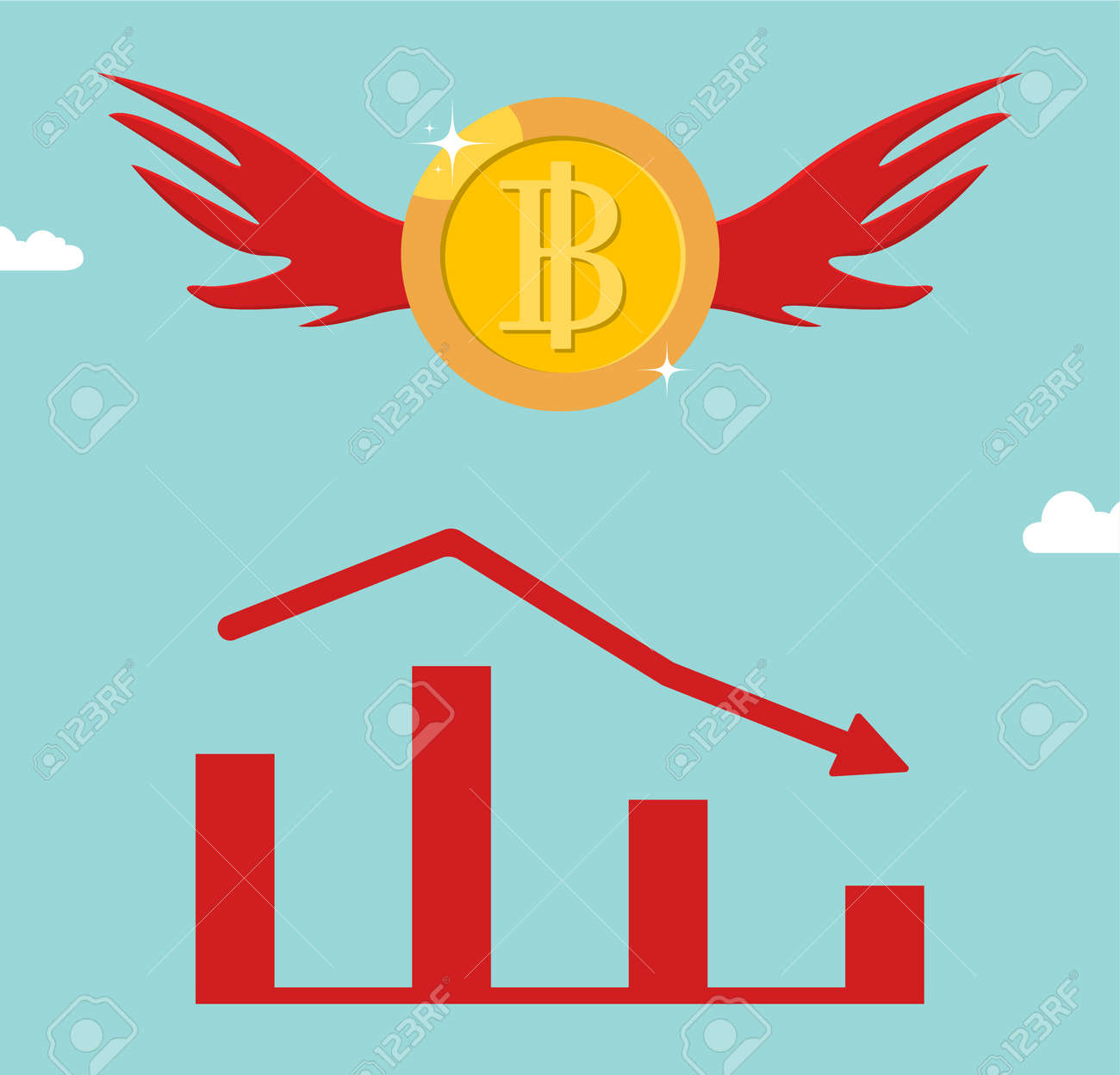 Bitcoin BTC Preço Cai. Bitcoin Crash Design. Gráfico De Seta Vermelha  Mostra O Preço Do Bitcoin Caindo, Ilustração Vetorial De Investimento Em  Risco Royalty Free SVG, Cliparts, Vetores, e Ilustrações Stock. Image