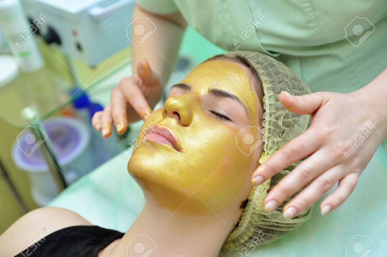 Download Gold Facial Mask At The Spa Salon Stock Photo Picture And Royalty Free Image Image 76630115 Yellowimages Mockups