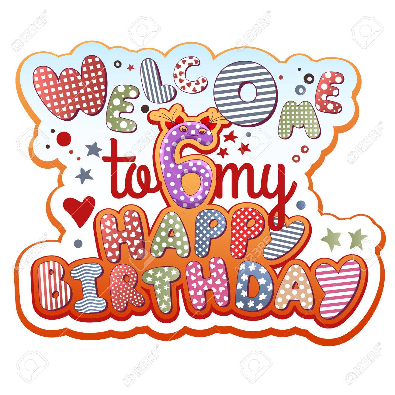 birthday invitation card 6 years old royalty free cliparts