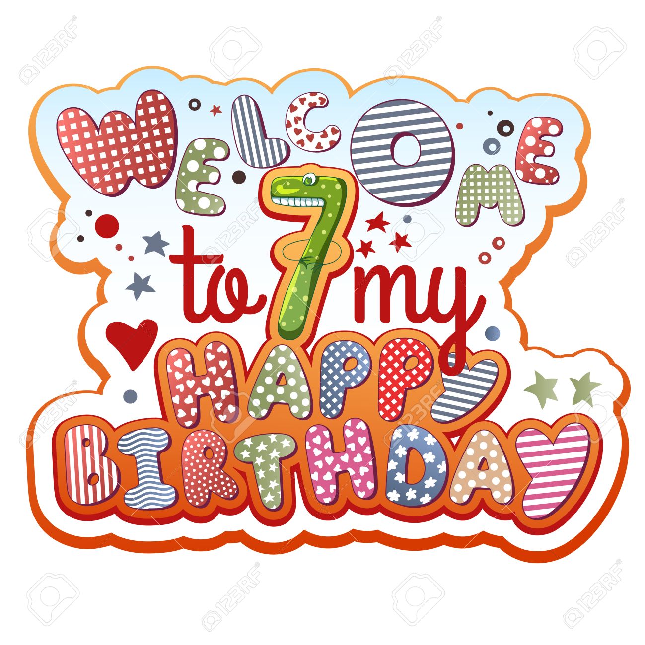 birthday invitation card 7 years old royalty free cliparts