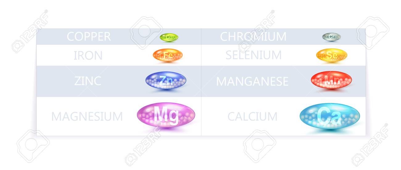 colorful vector table template of diet minerals supplement royalty supplement schedule template