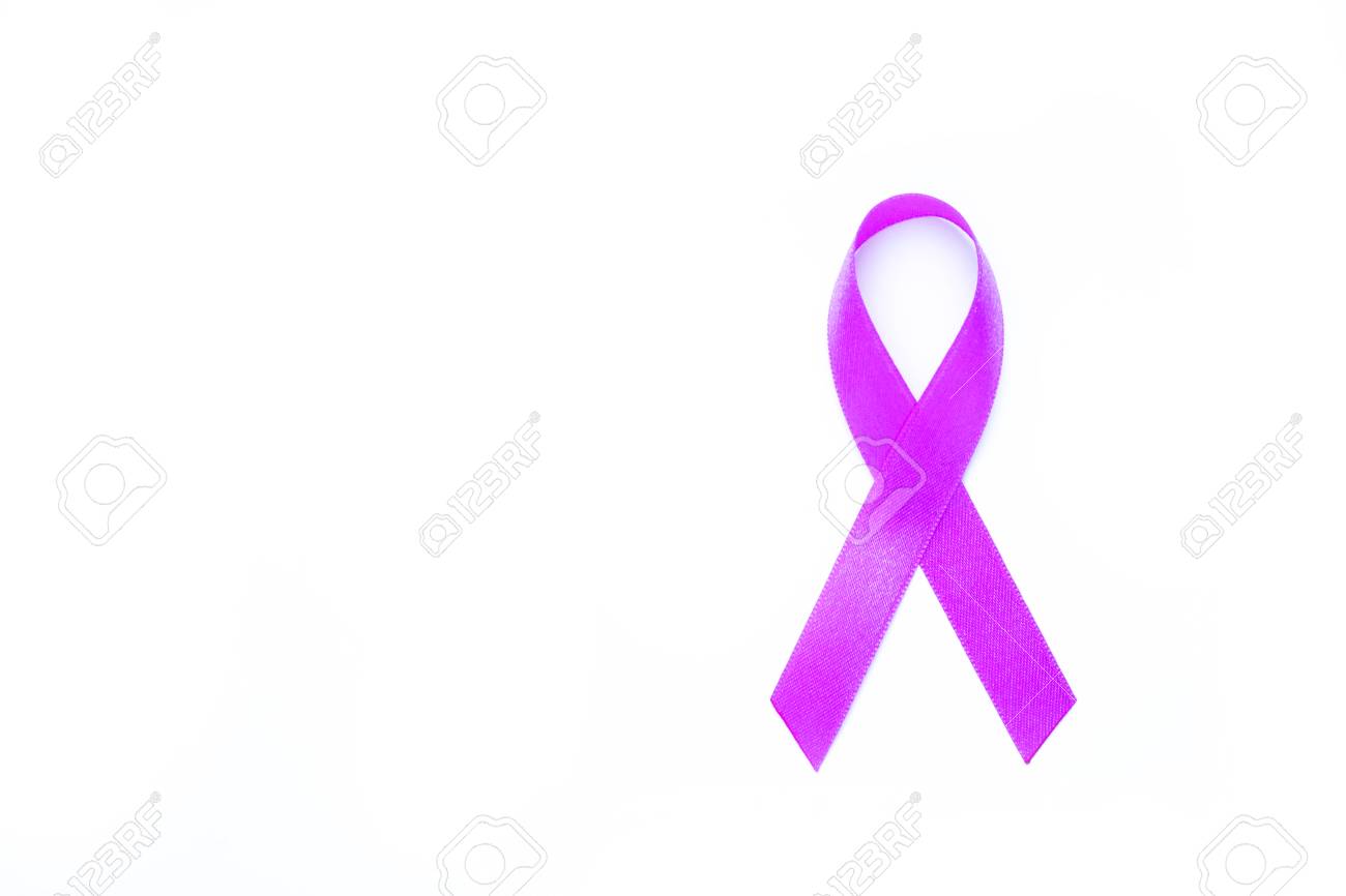 awareness purple ribbons of common cancer for symbol of testicular