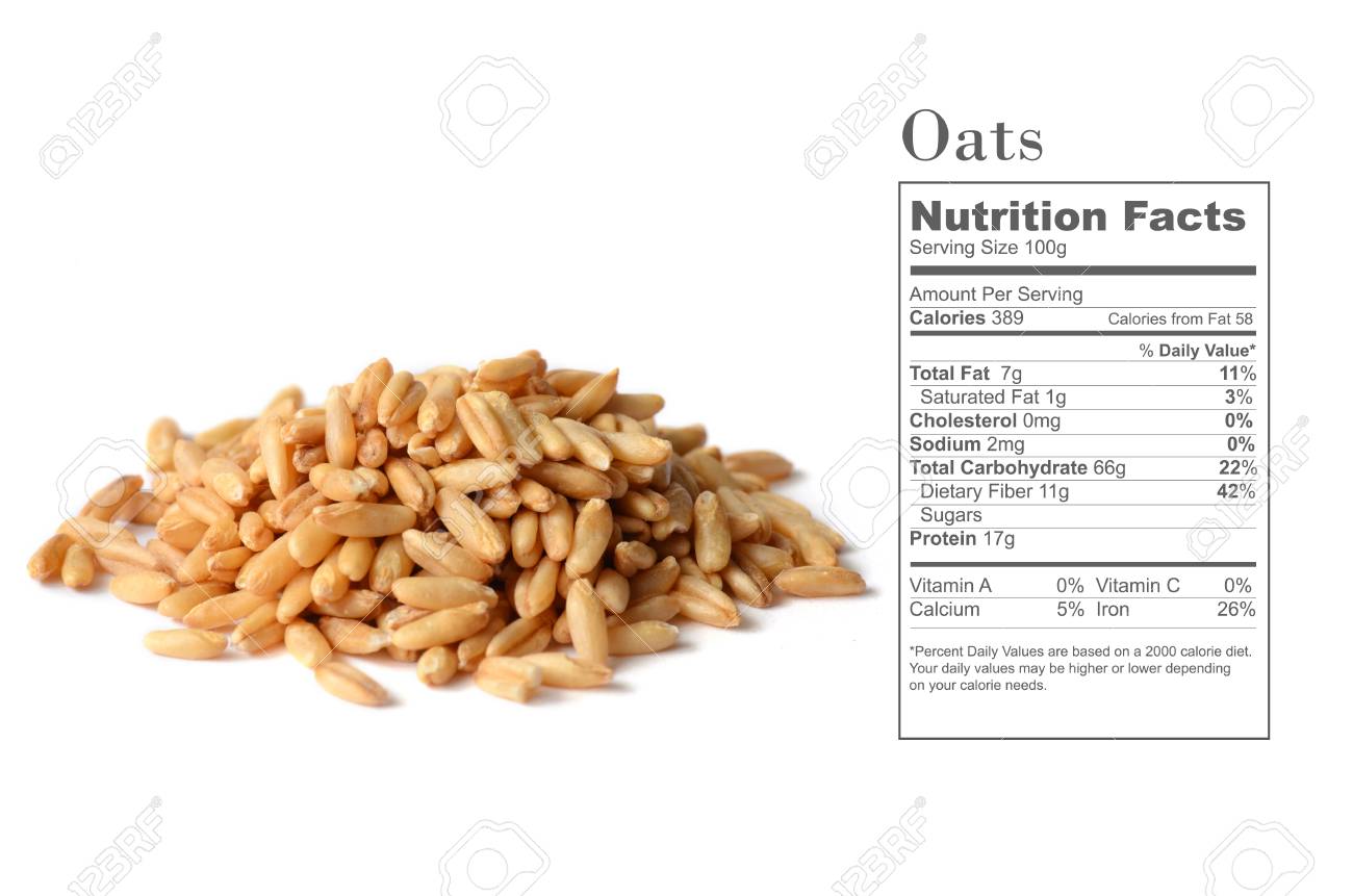 Uncooked Whole Oat Seeds With Nutrition Facts On White Background Stock Photo Picture And Royalty Free Image Image 53771361