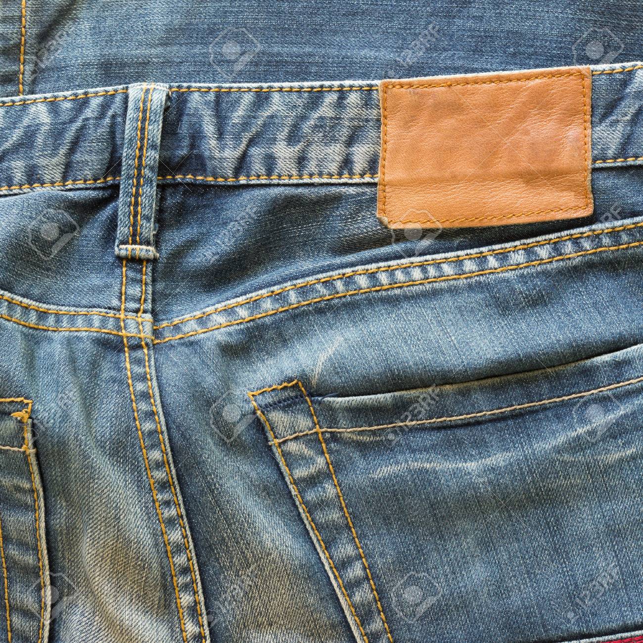 jeans with tag on back pocket