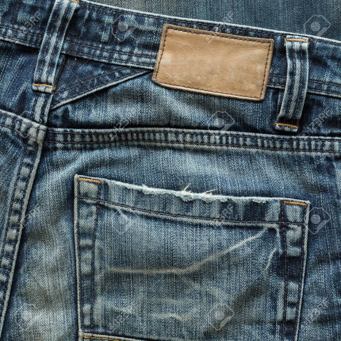jeans with tag on back pocket