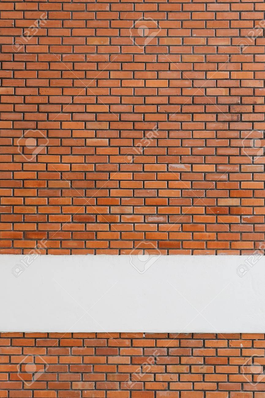 Diseno Del Fondo De La Pared De Ladrillo Con Cemento Linea Blanca
