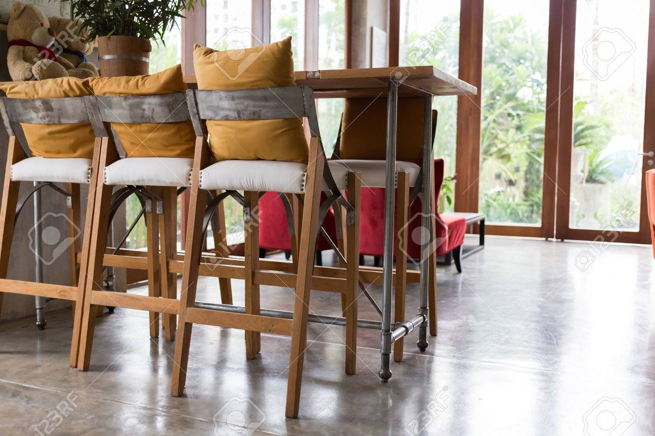 Living Room Interior Decoration Cafe Coffee With Wooden Bar And ... Living Room Interior Decoration Cafe Coffee With Wooden Bar And ...