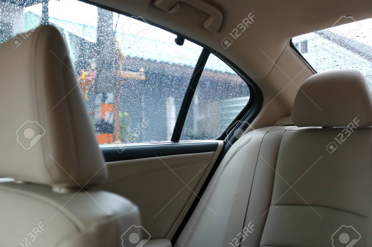 Back Seat Inside Vehicle Car With Rain Drop On Window Stock Photo Picture And Royalty Free Image Image 85711332