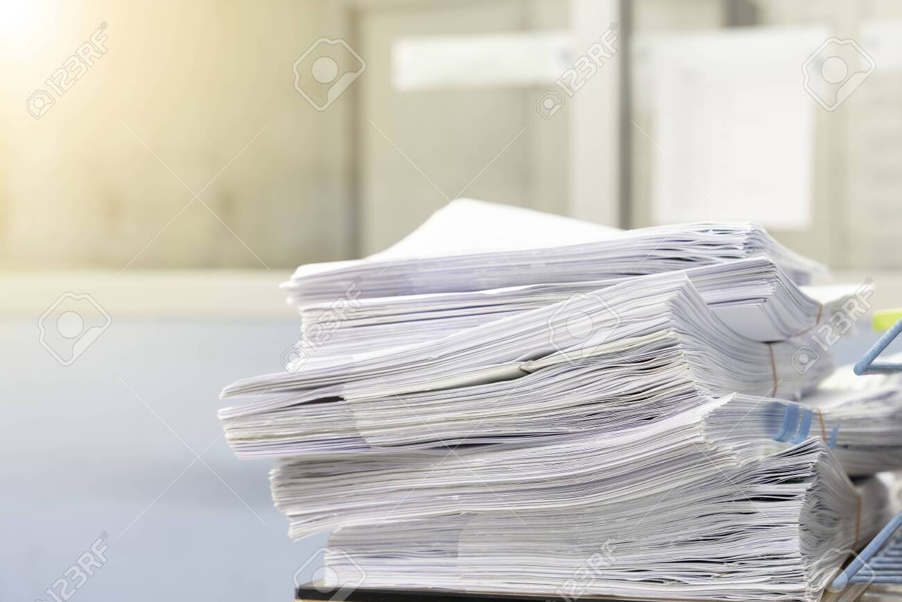 Stacks Of Paper Files Work Desk Office Business Report Papers Piles Stock Photo Picture And Royalty Free Image Image