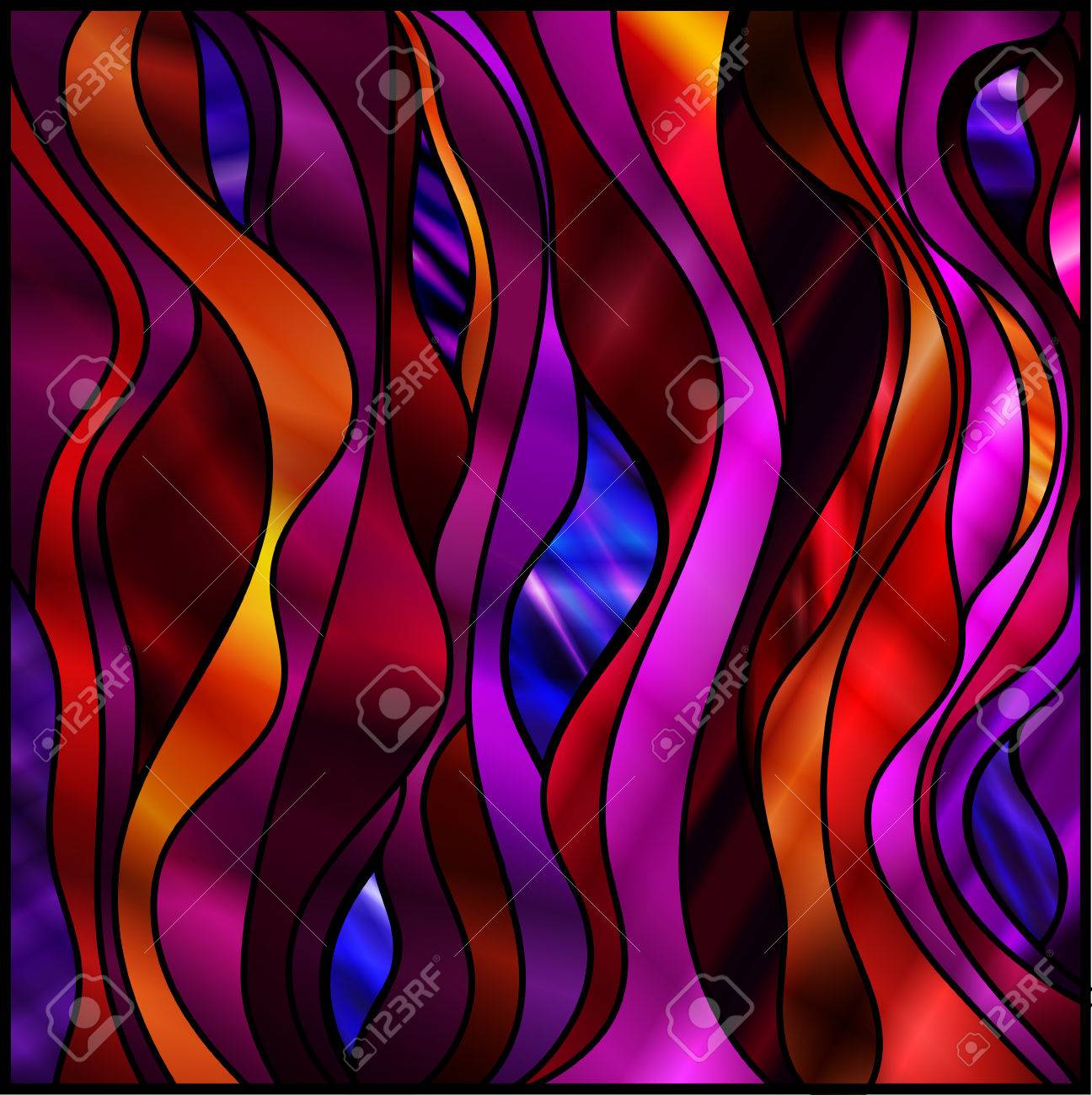 Stunning abstract stained glass window design, in red and purple tones. - 55648774 Stunning abstract stained glass window design, in red and purple tones. - 55648774