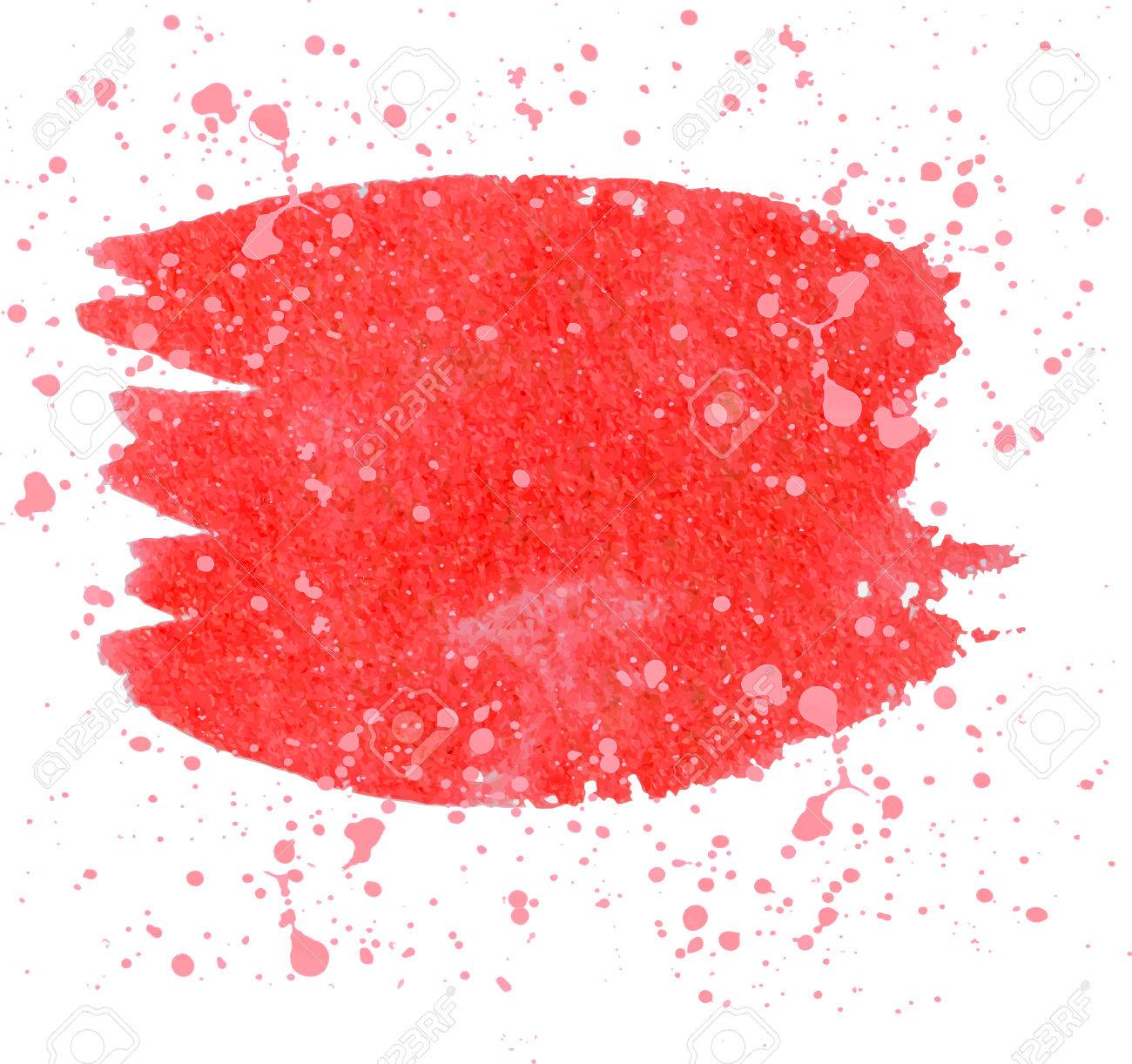 赤い水彩ブラシ ストロークと半透明塗料飛び散っ のイラスト素材 ベクタ Image