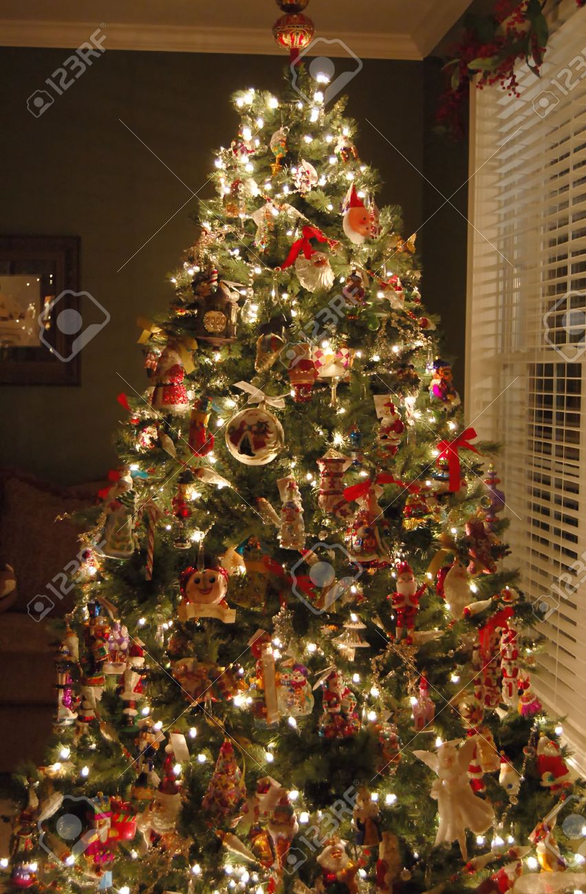 Christmas Tree In Living Room beautifully decorated christmas tree in a living room stock photo Christmas Tree In Living Room beautifully decorated christmas tree in a living room stock photo