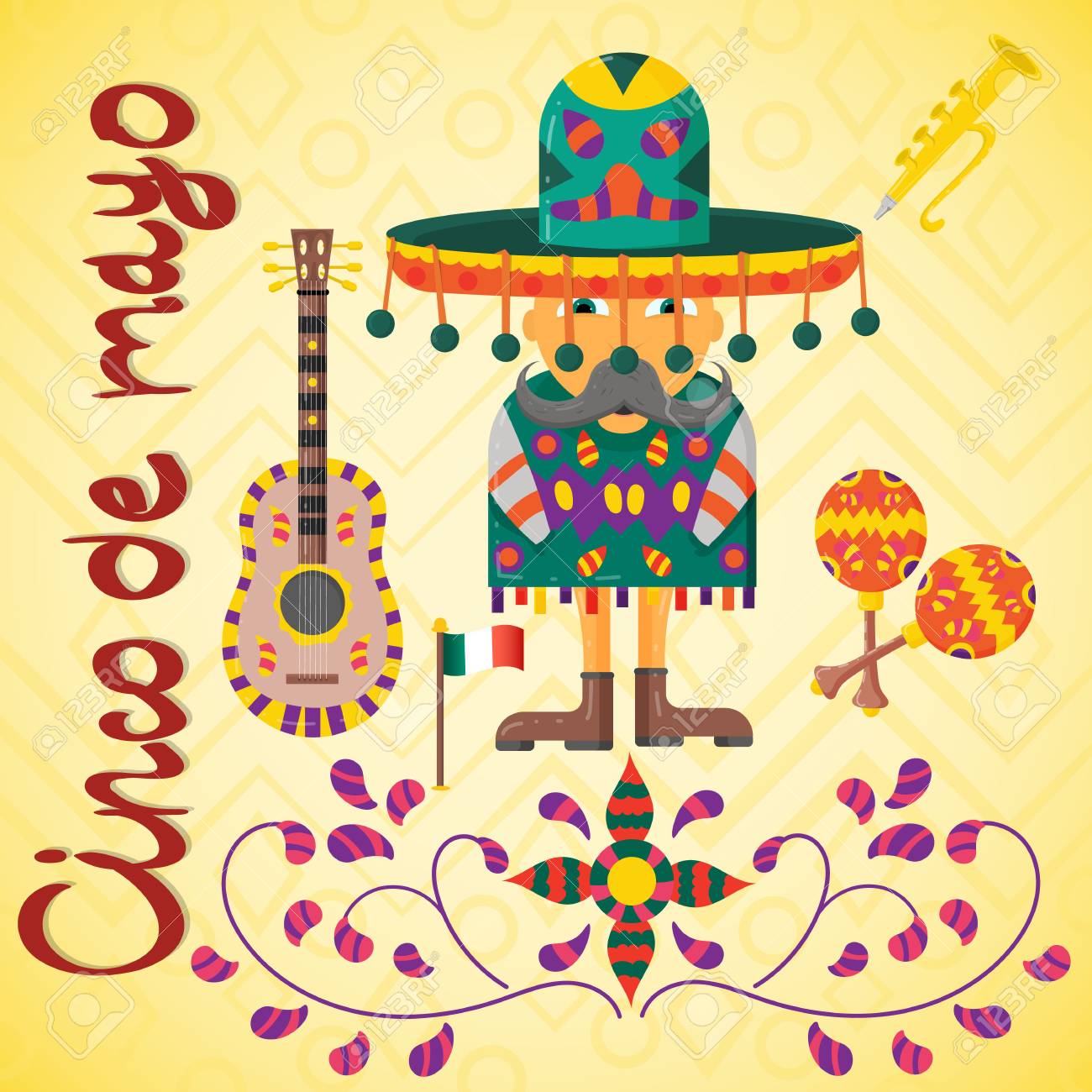 Vector Illustration On Mexican Theme Of Cinco De Mayo Celebration