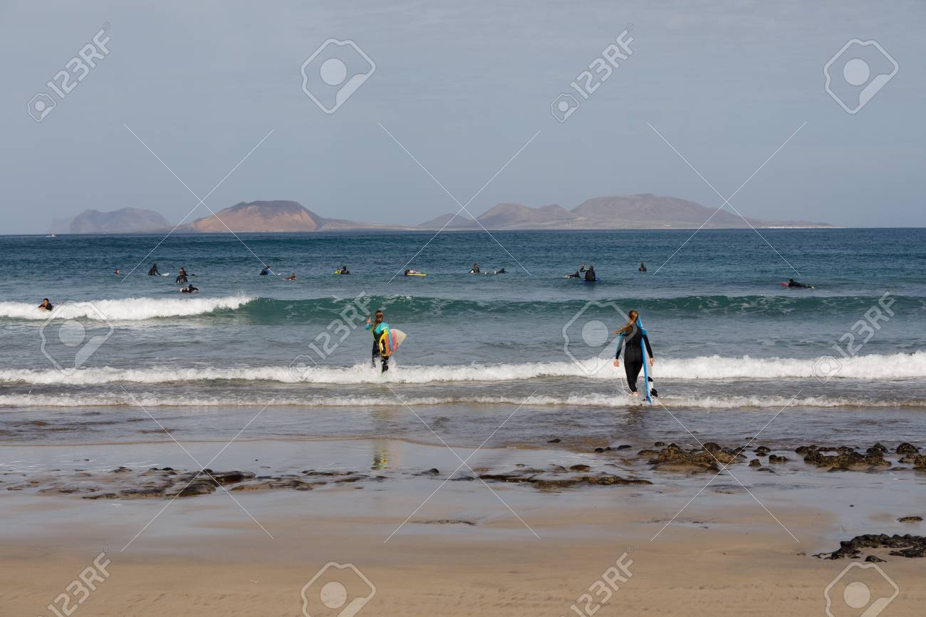 Surf Beach Famara on Lanzarote. - 81330721 Surf Beach Famara on Lanzarote. - 81330721
