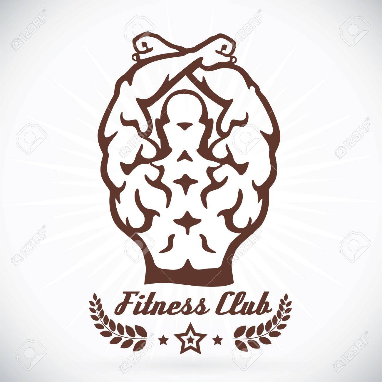 Bodybuilder Fitness Model Illustration Sign Symbol Button