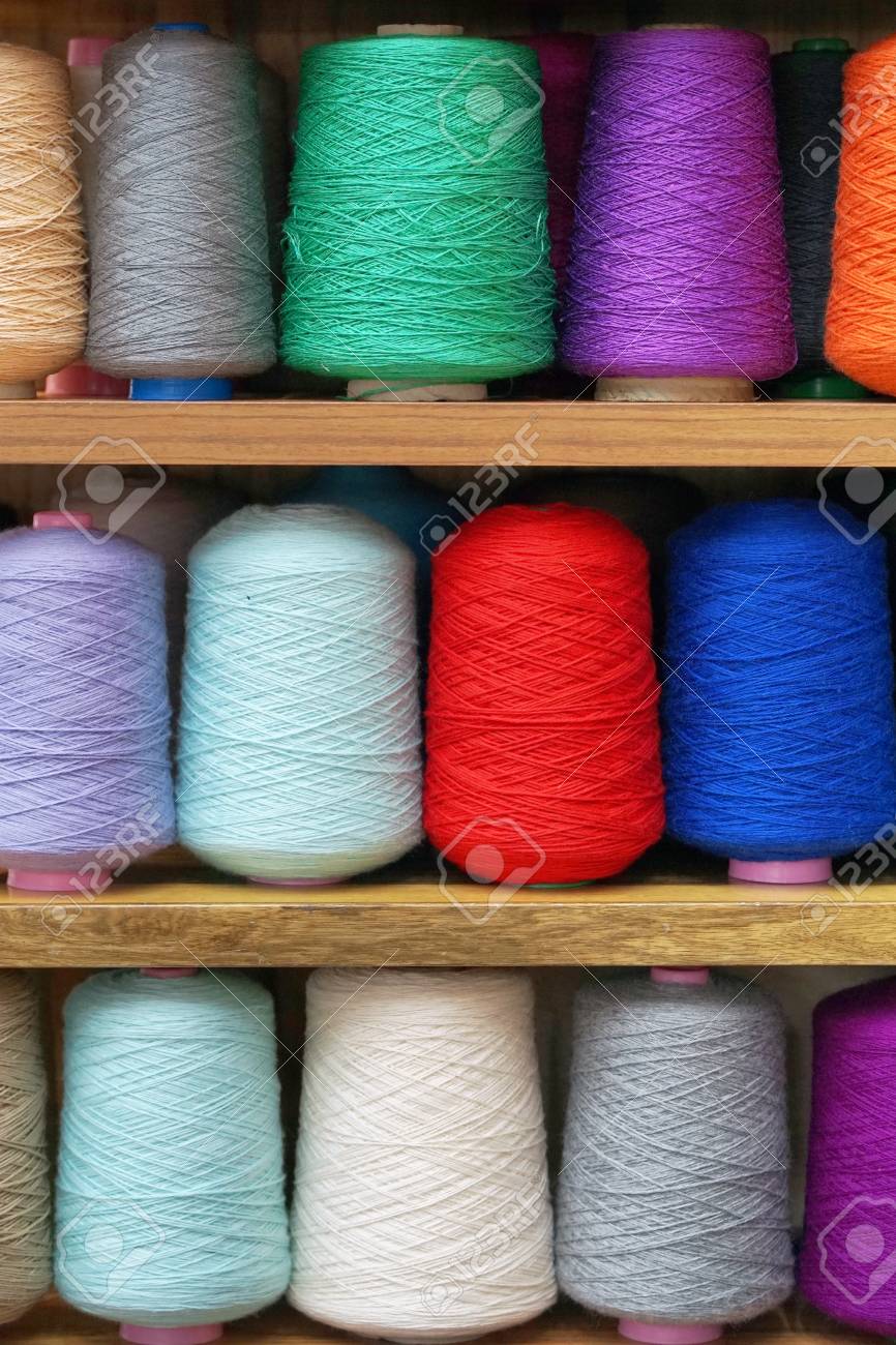 set of colored threads