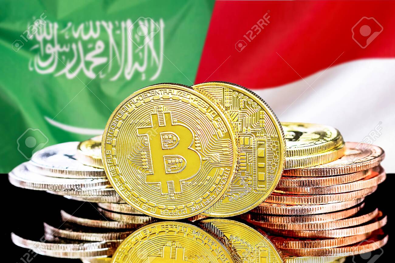 사우디아라비아와 모나코 국기를 배경으로 사우디아라비아와 모나코 비트코인의 암호화폐 및 블록체인 기술 투자자를 위한 개념 로열티 무료  사진, 그림, 이미지 그리고 스톡포토그래피. Image 126669316