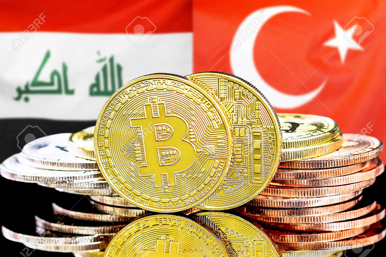 Concept For Investors In Cryptocurrency And Blockchain Technology In The  Iraq And Turkey. Bitcoins On The Background Of The Flag Iraq And Turkey.  Stock Photo, Picture and Royalty Free Image. Image 147539680.