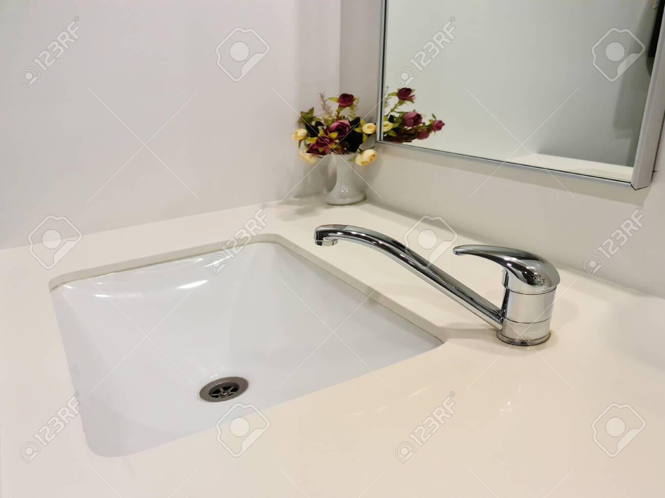 Washbasin Interior Sink With Modern Design Public Bathroom In Stock Photo Washbasin Interior Sink With Modern Design Public Bathroom In Stock Photo