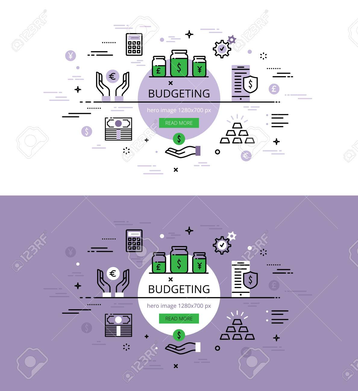 set of trendy illustration concepts of budgeting line flat design