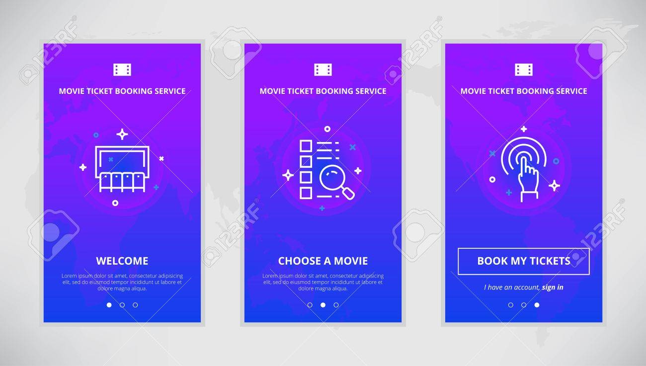 onboarding design concept for movie ticket booking service modern