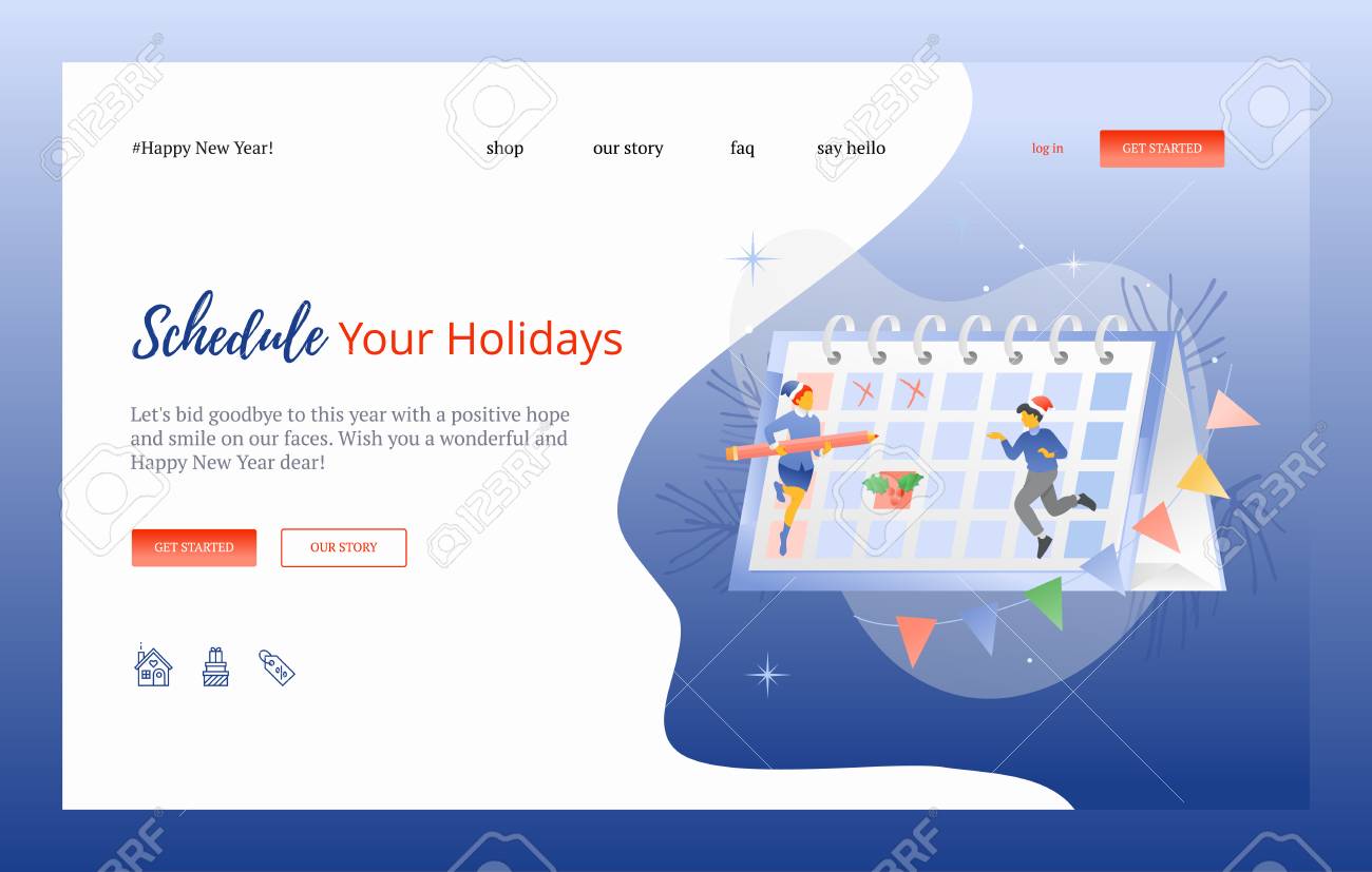 holiday planning web page template design vector illustration calendar web page template