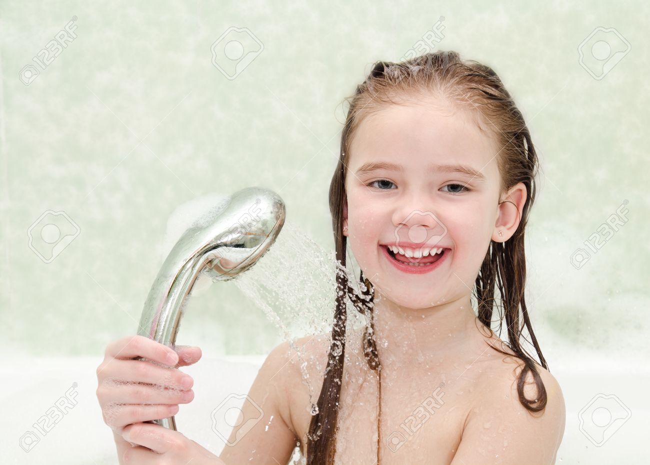 children taking shower Happy Little Girl Closeup Taking Shower In Bath Stock Photo, Picture and  Royalty Free Image. Image 38781322.