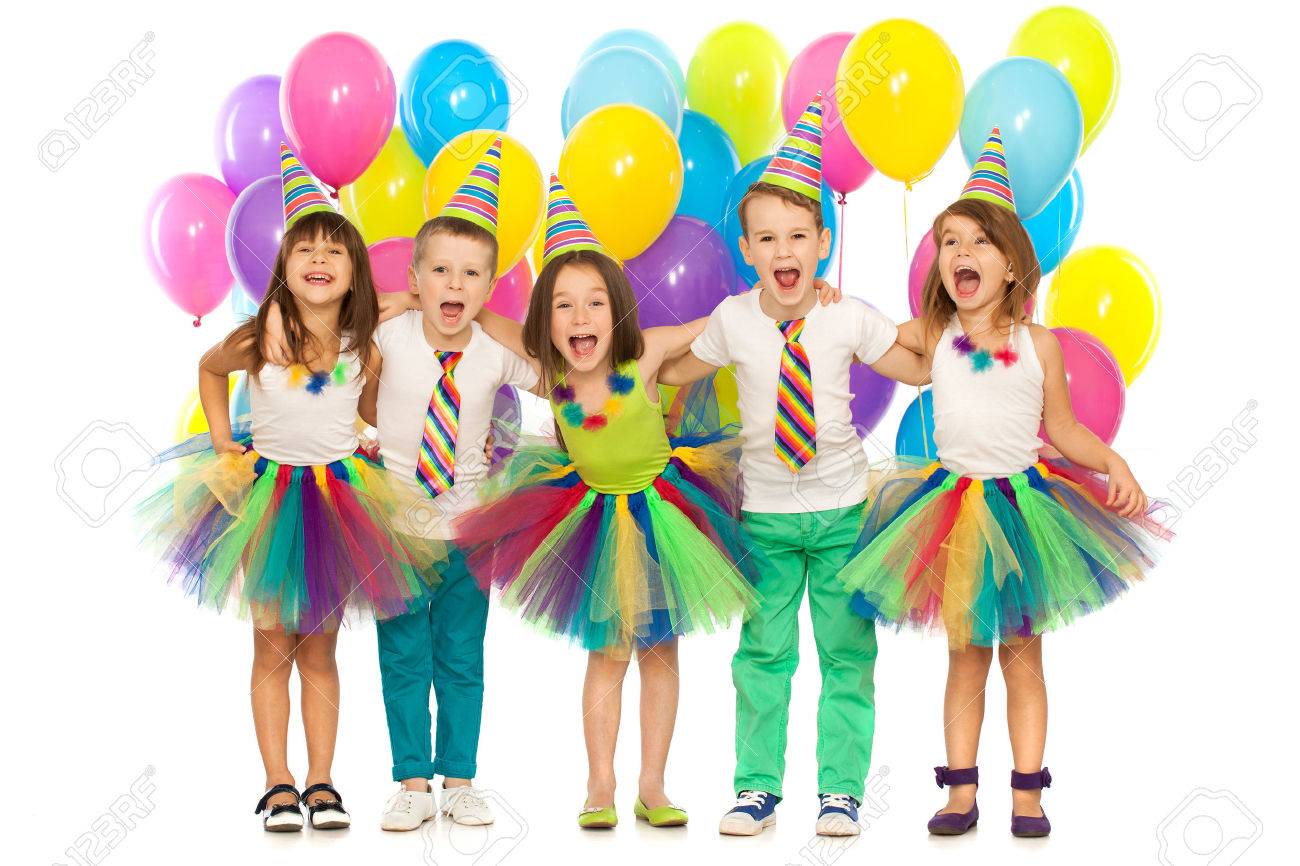 birthday party group of joyful little kids having fun at birthday party isolated on - Little Kids Pictures birthday party group of joyful little kids having fun at birthday party isolated on - Little Kids Pictures