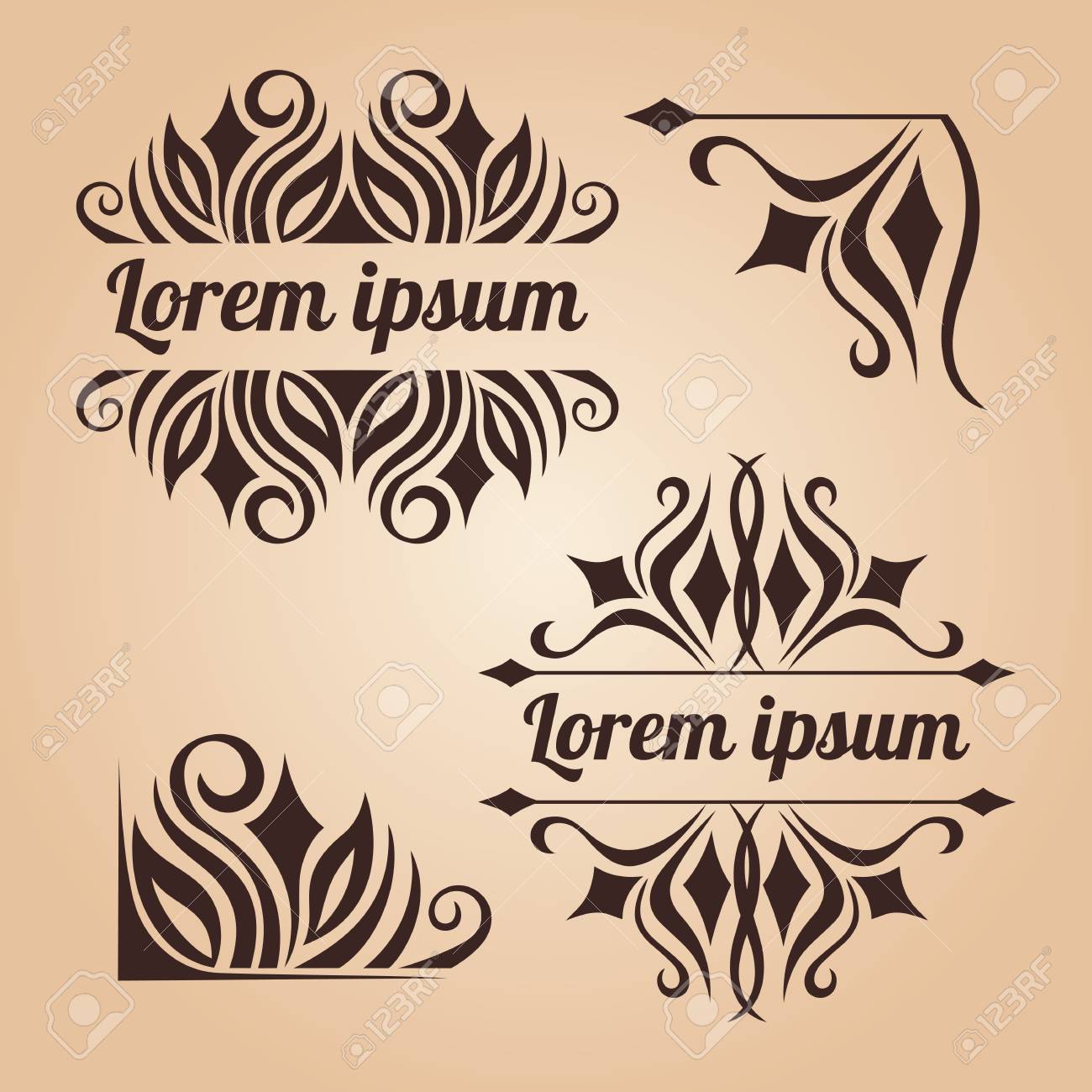 Adornos Vintage Para Invitaciones, Tarjetas De Felicitación Y Postales.vector Ilustración Ilustraciones Svg, Vectoriales, Art Libre De Derechos. Image 52223398.