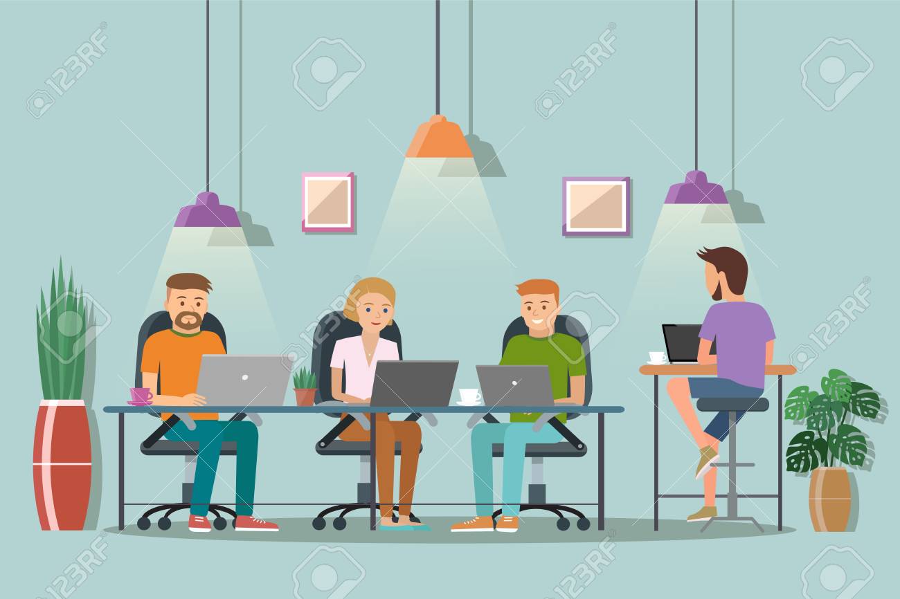 vector illustration of coworking space working place office office illustration
