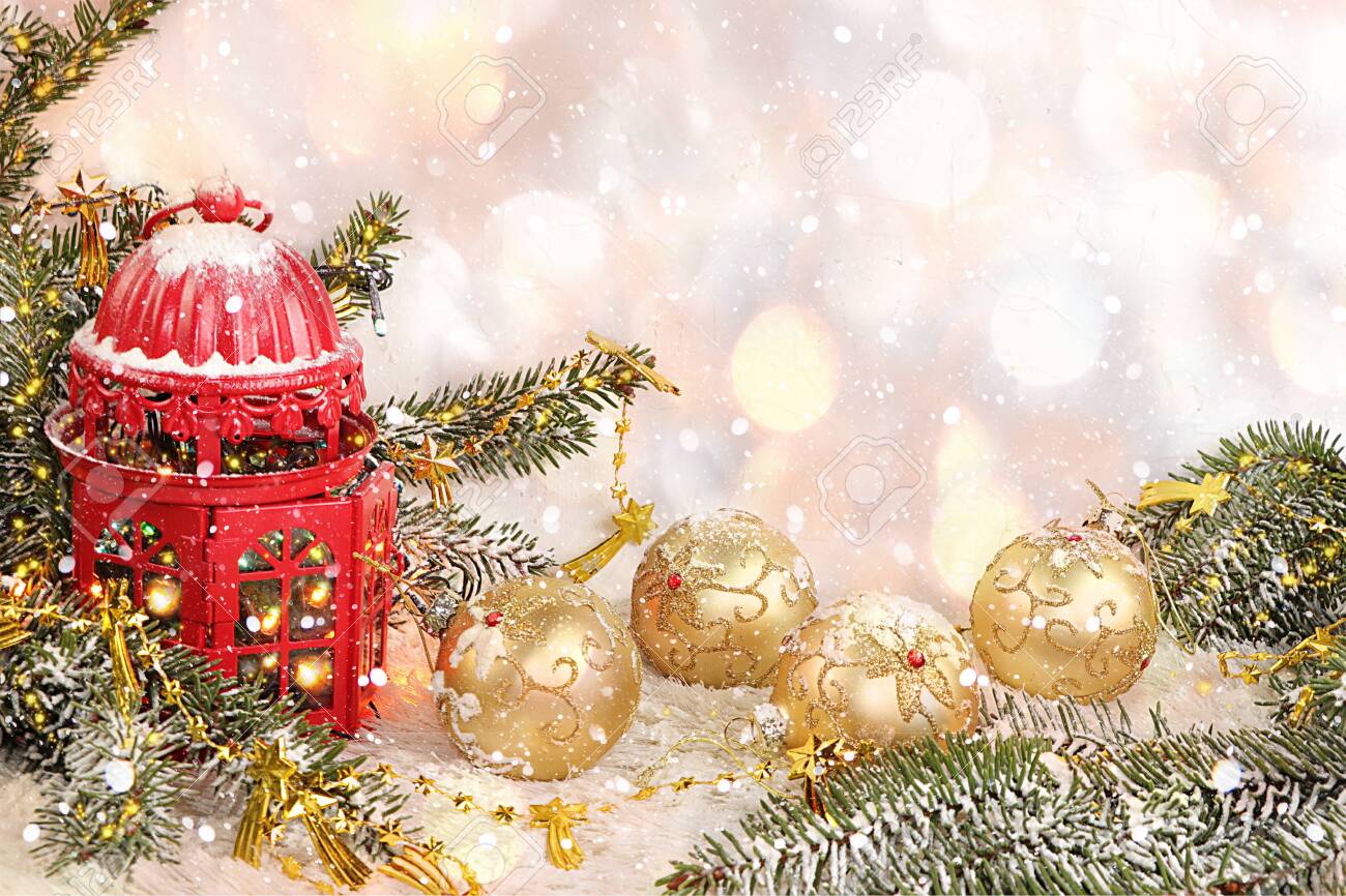 Christmas And New Year Background With Christmas Trees And Elegant Stock Photo Picture And Royalty Free Image Image 135215463