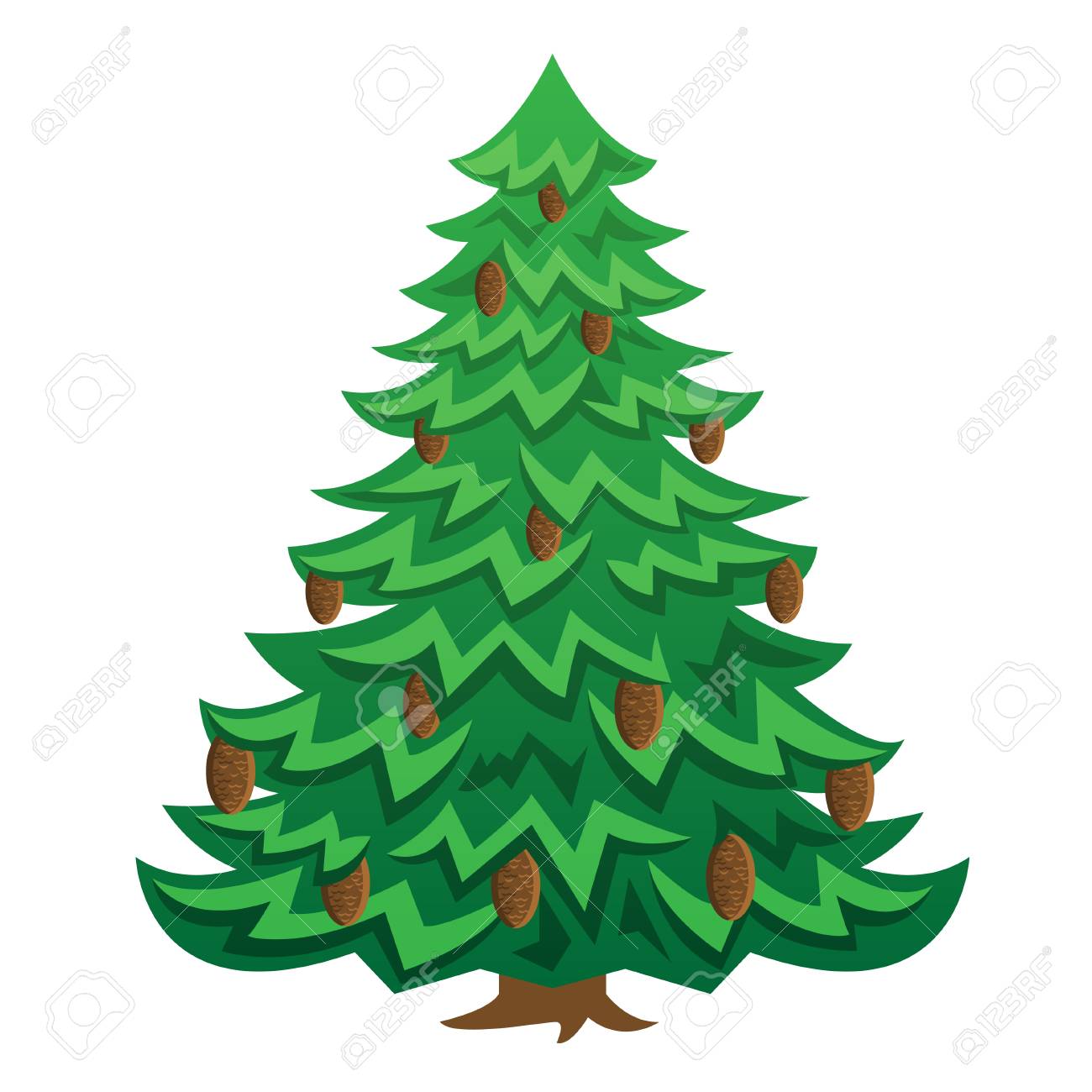 Grune Weihnachten Cartoon Baum Mit Braune Zapfen Lizenzfrei Nutzbare Vektorgrafiken Clip Arts Illustrationen Image 43869674
