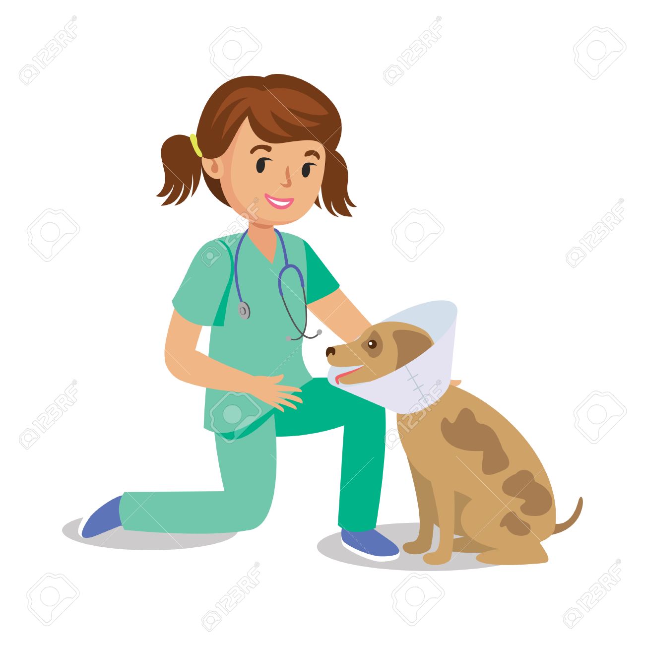 girl holding dog vet