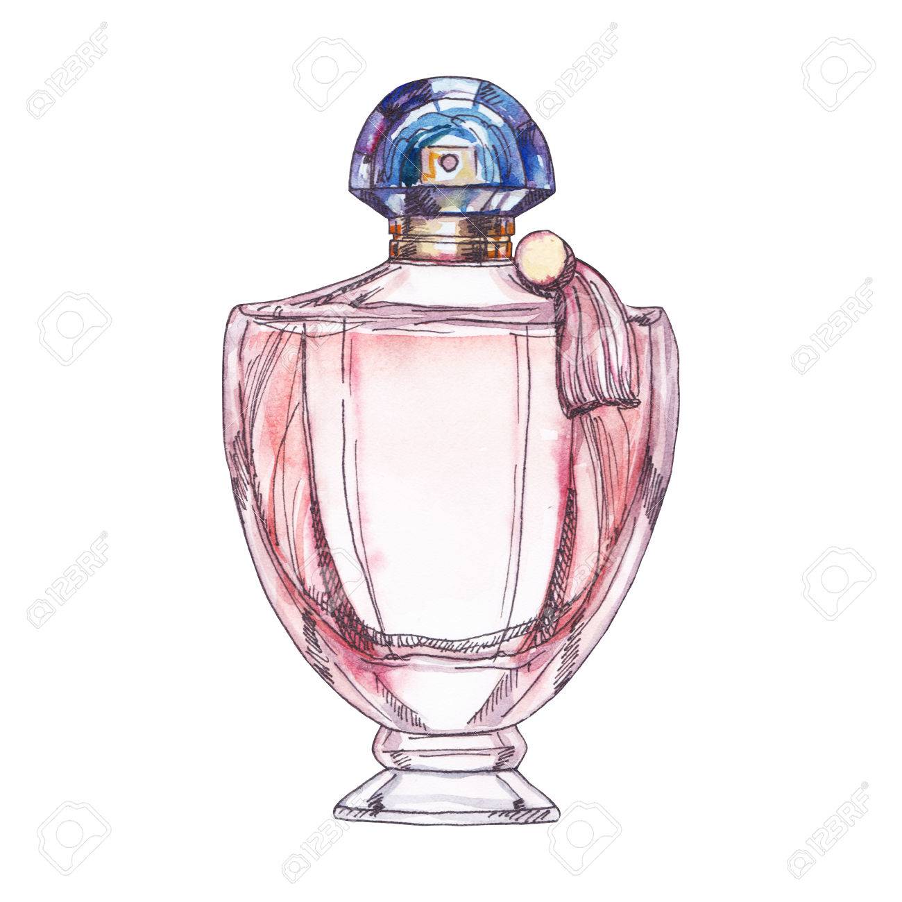 Parfum Flasche Isoliert Auf Weissem Hintergrund Aquarell Illustration Lizenzfreie Fotos Bilder Und Stock Fotografie Image