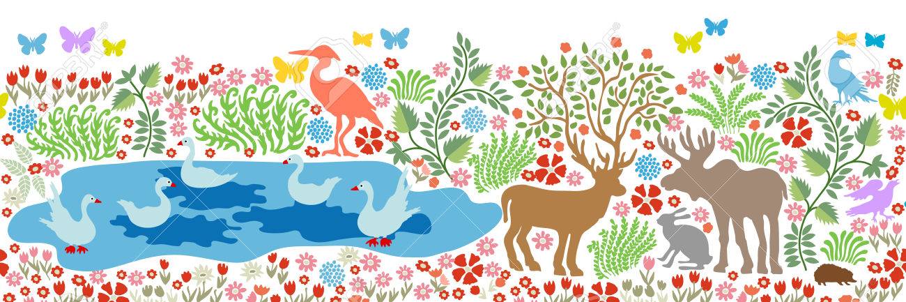 Patron Sin Fisuras Para La Pintura De Pared Y Fresco Pajaros De