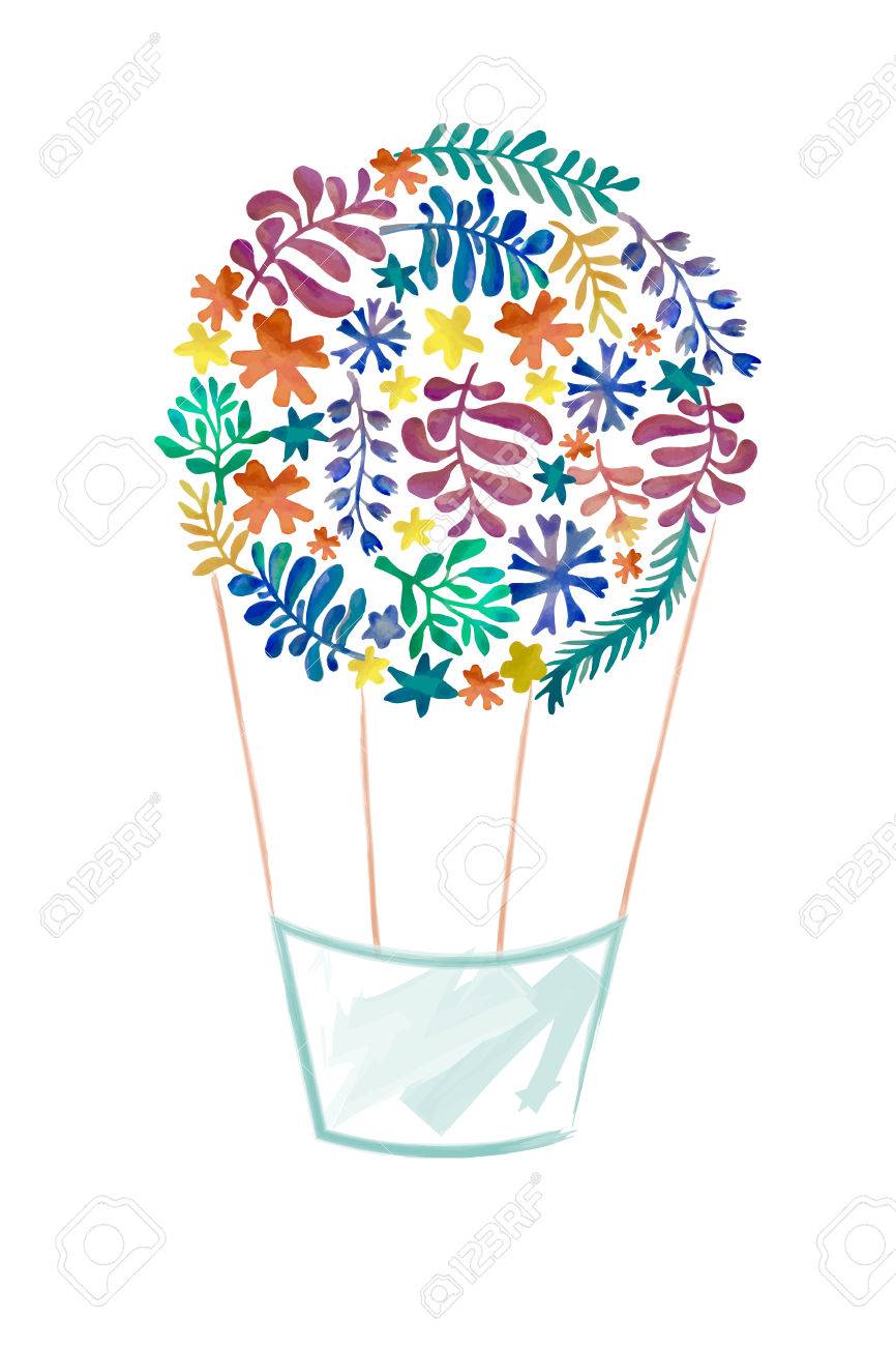 watercolor floral collection awesome flower air balloon template