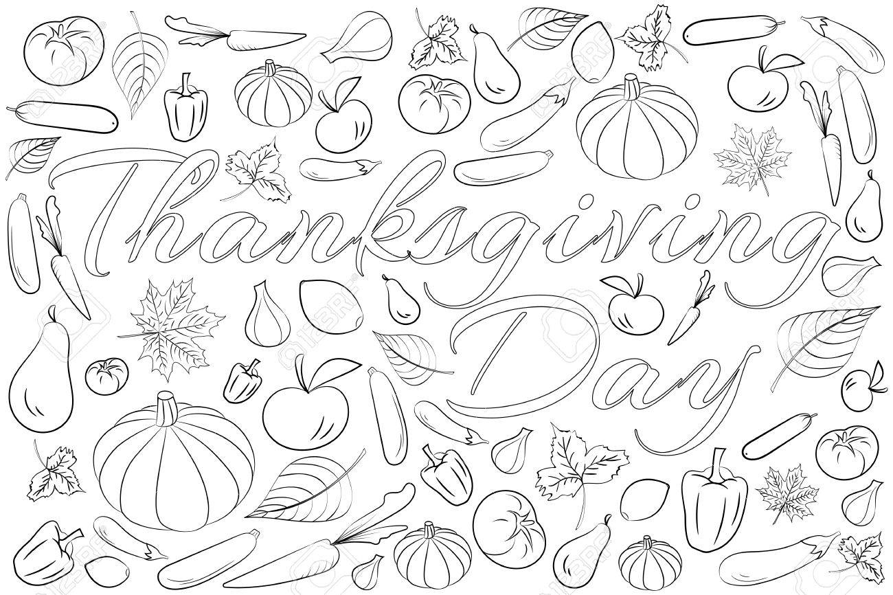 感謝祭の日 大人ぬりえ落書き要素のフリーハンド スケッチの様式化された背景は T シャツの芸術的なベクトル図を印刷します のイラスト素材 ベクタ Image