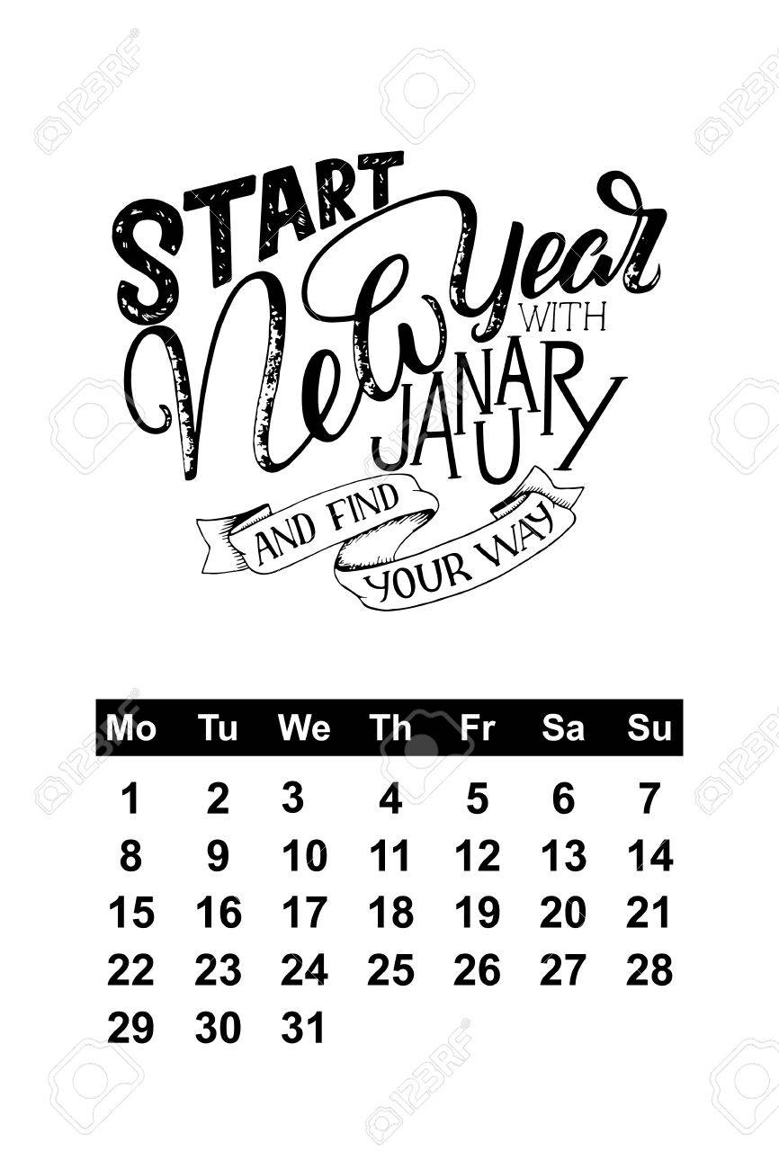 january 2018 calendar clipart