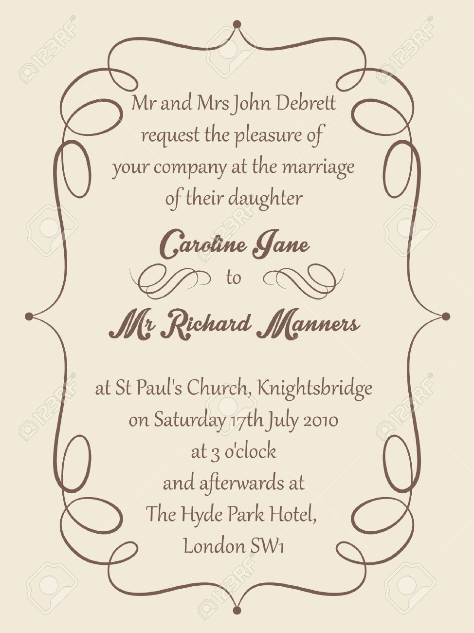 vignette frame on a cream background for a formal wedding invitation invitation formal