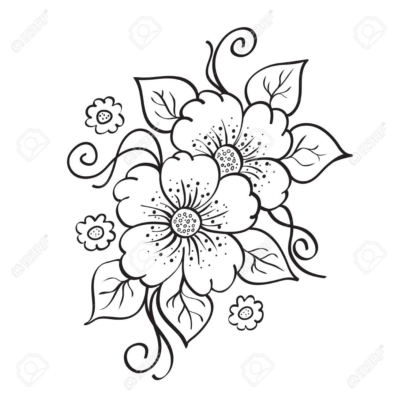 abstract hand drawn flowers sketch stencil sketch of flowers