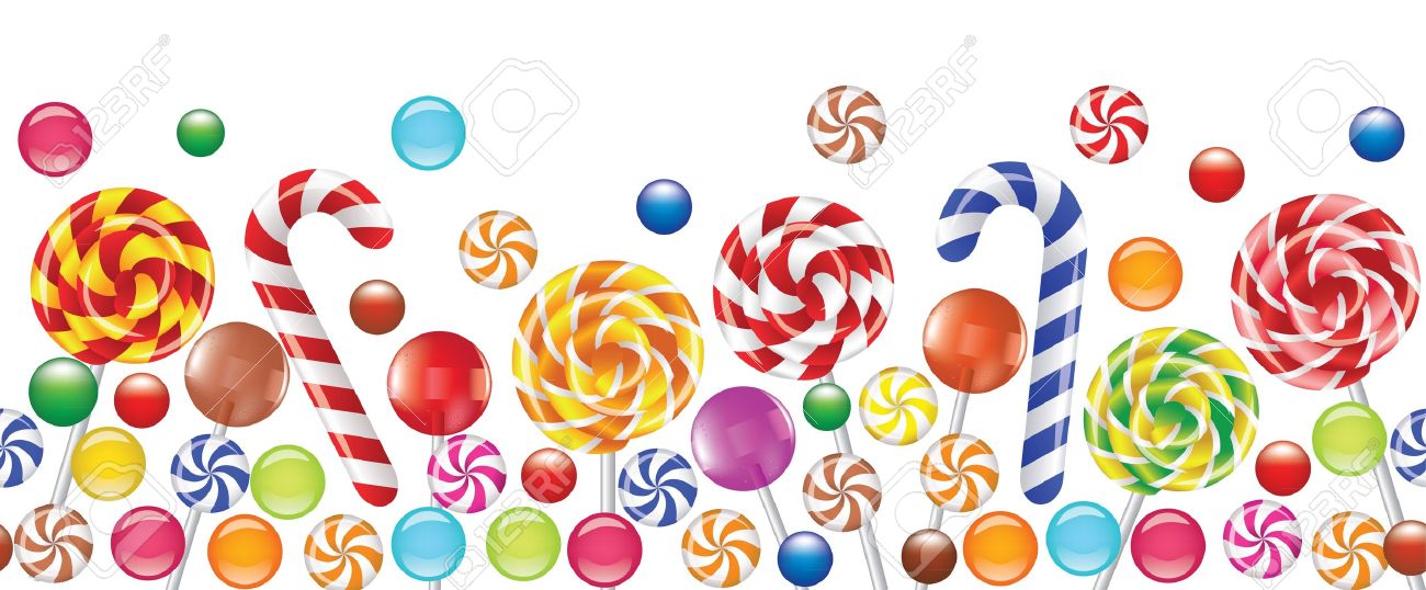 カラフルなキャンディー フルーツ ボンボン ロリポップ シームレスな水平の背景 のイラスト素材 ベクタ Image
