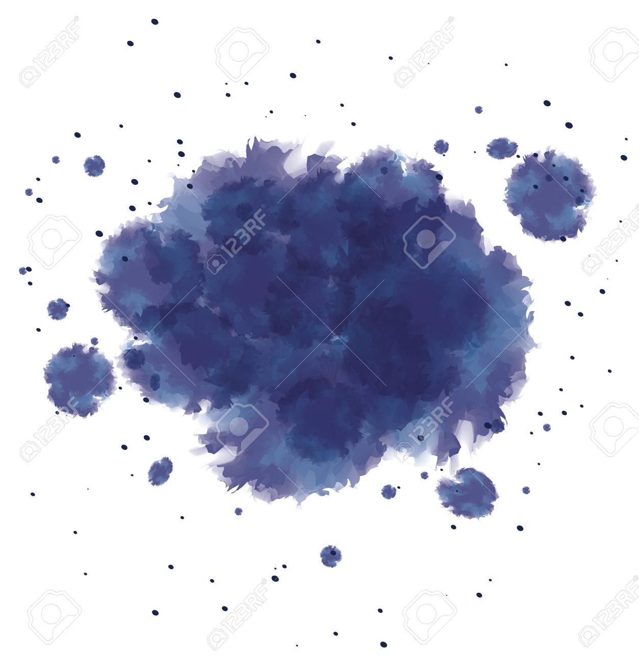 Dark Blue Watercolor Ink Splashes On White Background Royalty Free