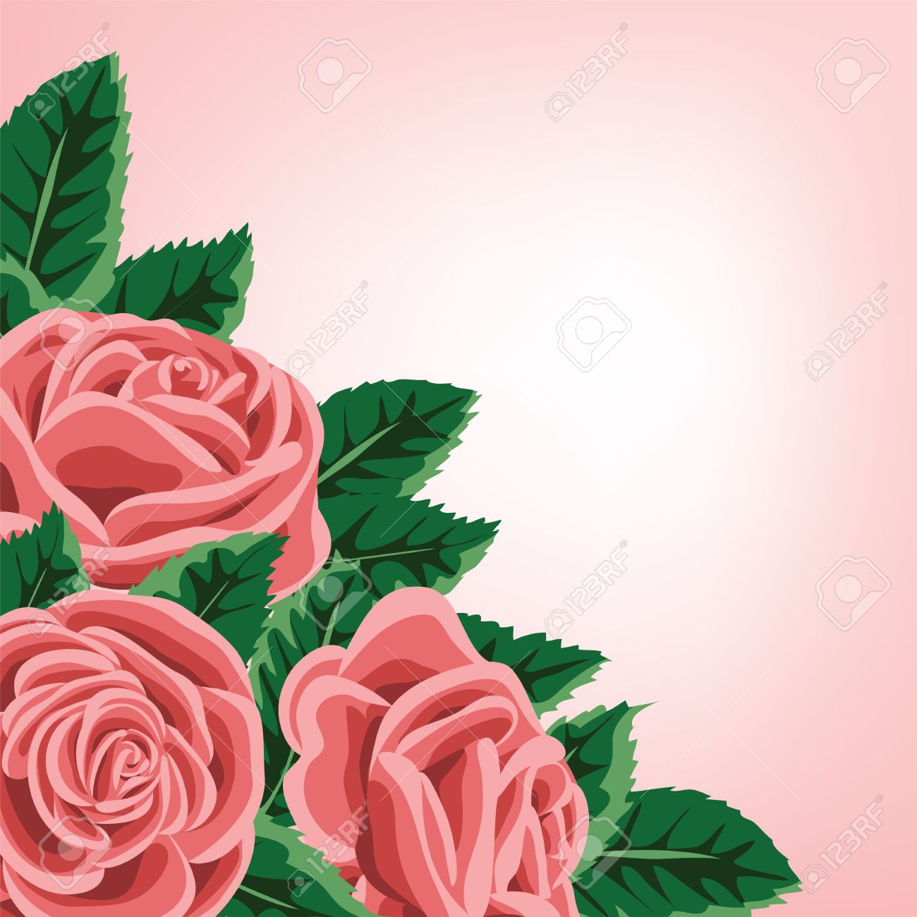 template for wedding invitation or greeting card with roses