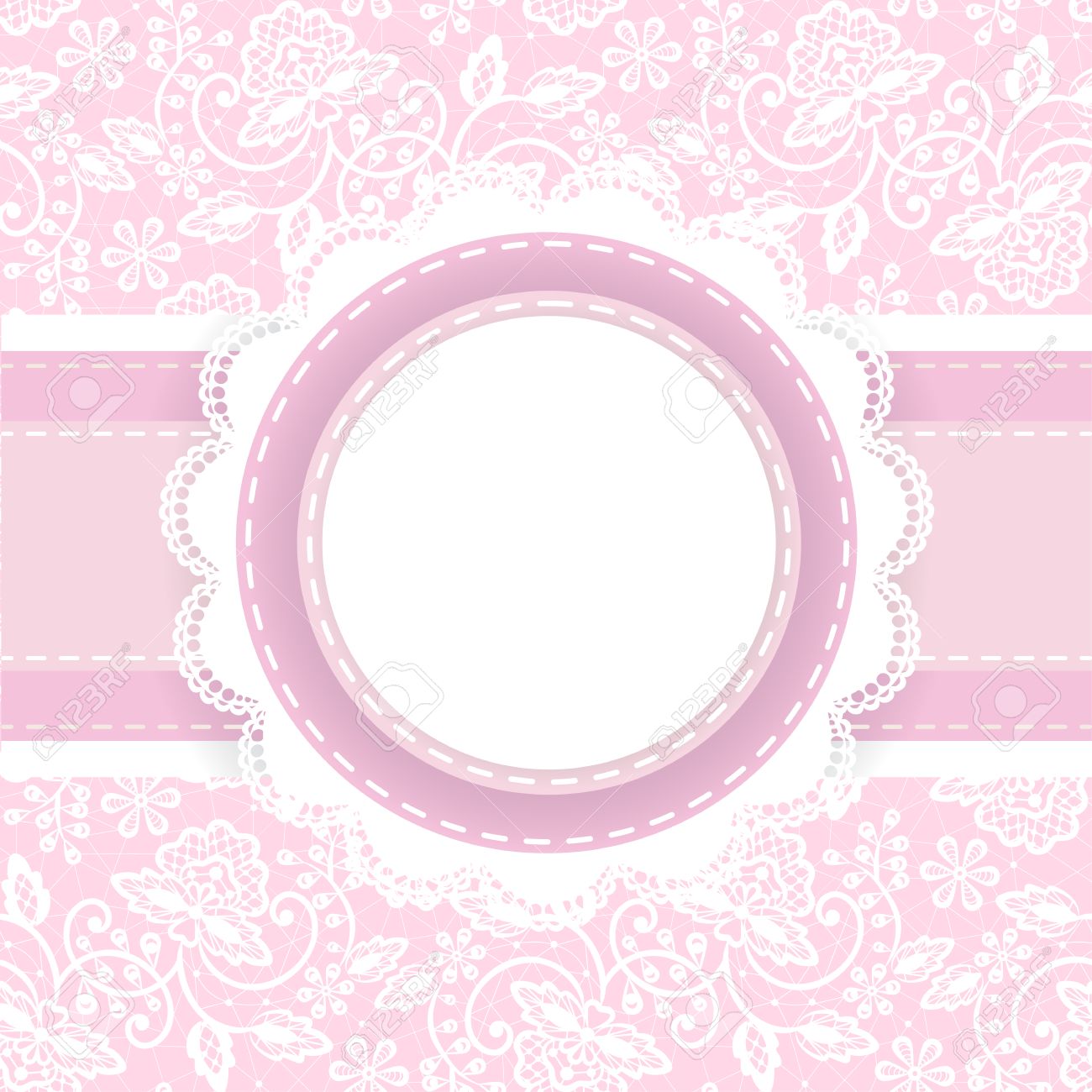 Wedding Or Baby Shower Invitation Or Greeting Card With White Lace On Pink  Background Royalty Free SVG, Cliparts, Vectors, and Stock Illustration.  Image 29788135., image size:1300x1300