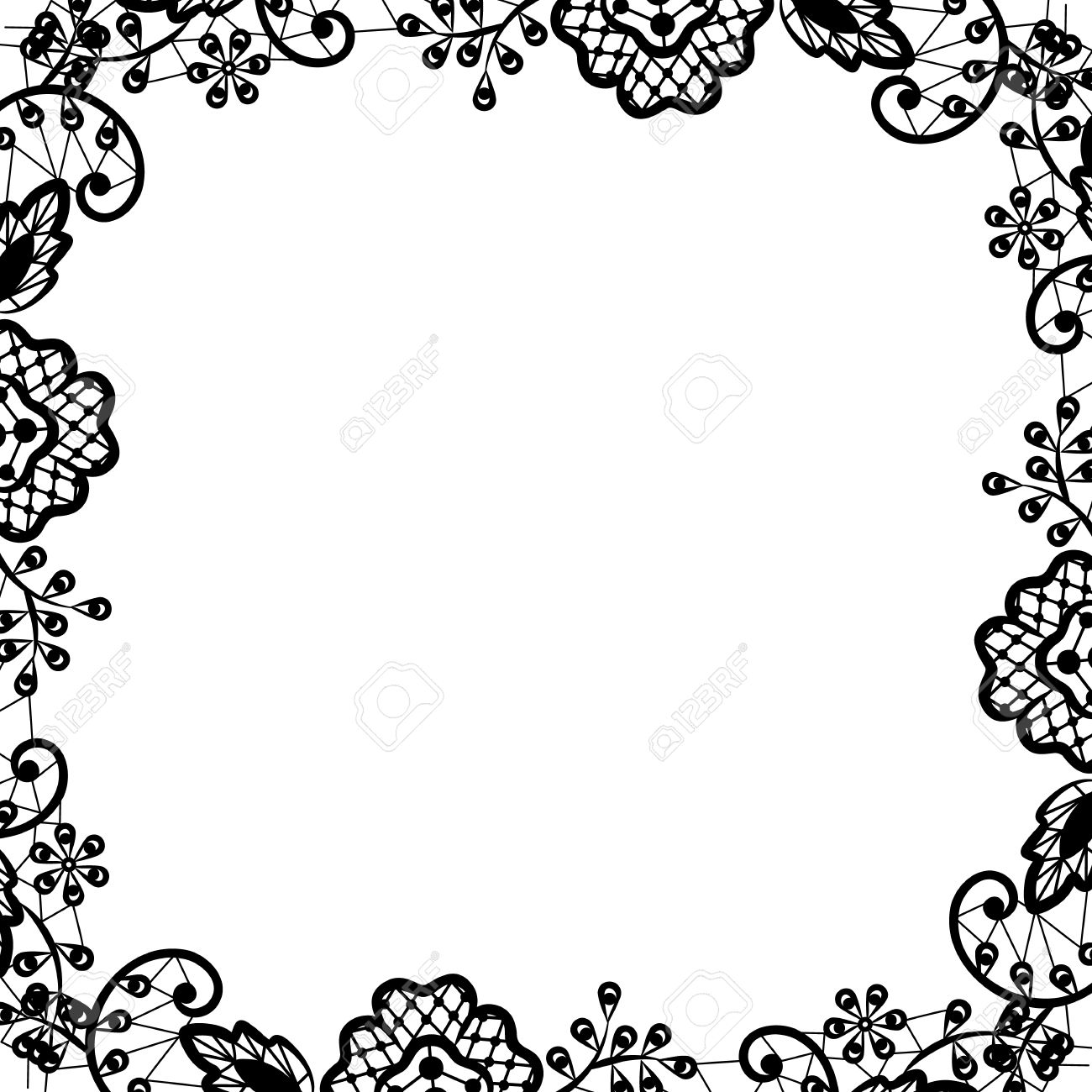 wedding invitation or greeting card with black lace on white black and white card