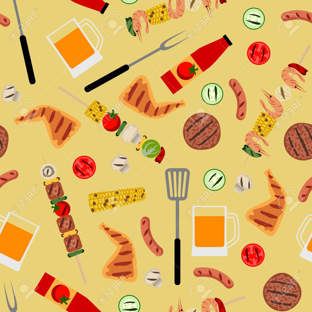seamless background with barbecue food bbq party bbq background