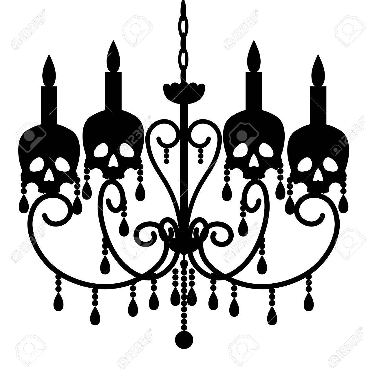 Chandelier With Skulls Isolated On White For Halloween Design Stock Vector Chandelier With Skulls Isolated On White For Halloween Design Stock Vector