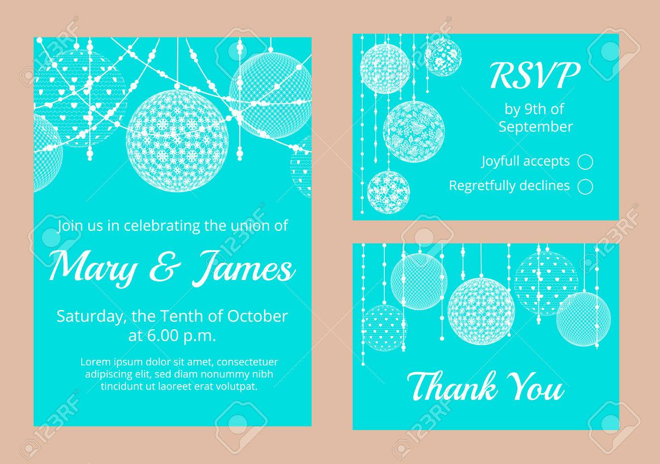 Templates For Wedding Invitation Cards With Lace Baubles Decoration Royalty Free Cliparts Vectors And Stock Illustration Image 48322719