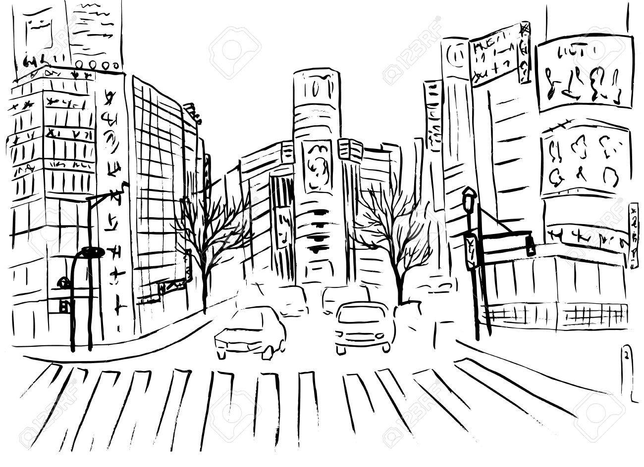 Shopping Street In Shibuya Royalty Free Cliparts Vectors And Stock Illustration Image